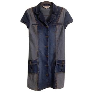 VTG Denim Zig Zag Contrast Stitching Shift Dress